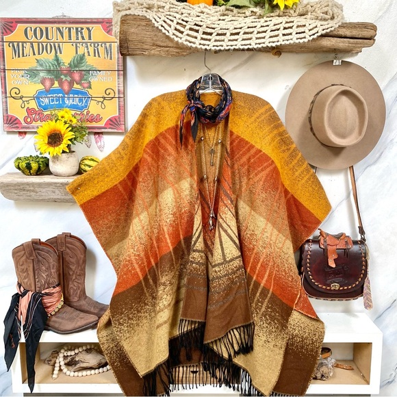 Jackets & Blazers - Earthy colours boho Cape w country equestrian cabin vibe